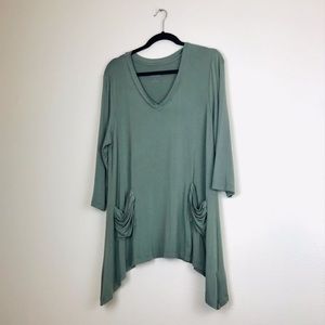 LOGO by LORI GOLDSTEIN Green Long Sleeve Dress L